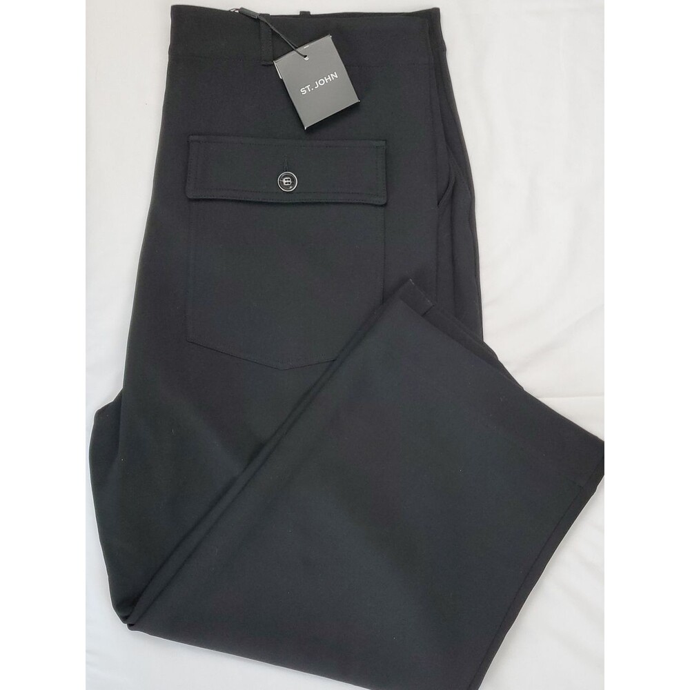 St. John High Rise Wide Leg Trousers | Womens NWT Black Cargo Pocket Pants 18
